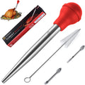JY COOKMENT Stainless Steel Turkey Baster Baster Syringe for Cooking Meat Injector Set with 2 Marinade Needles 1 Cleaning Brush for Home Baking Kitchen Tool Home & Garden > Kitchen & Dining > Kitchen Tools & Utensils JY OUTDOOR Red  