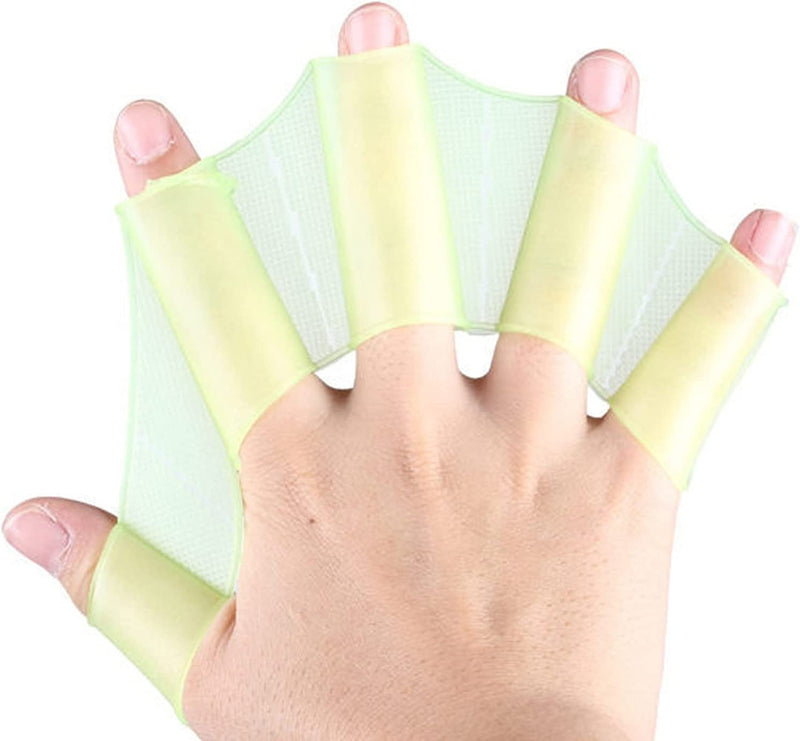CYCTECH 1 Pair Silicone Hand Swimming Fins Flippers Swim Palm Finger Webbed Gloves Paddle Swimming Training Equipment for Women Men Kids Sporting Goods > Outdoor Recreation > Boating & Water Sports > Swimming CYCTECH Green Small 