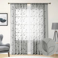 HOMEIDEAS White Sheer Curtains 52 X 63 Inches Length 2 Panels Embroidered Leaf Pattern Pocket Faux Linen Floral Semi Sheer Voile Window Curtains/Drapes for Bedroom Living Room Home & Garden > Decor > Window Treatments > Curtains & Drapes HOMEIDEAS 3-grey W52" X L96" 