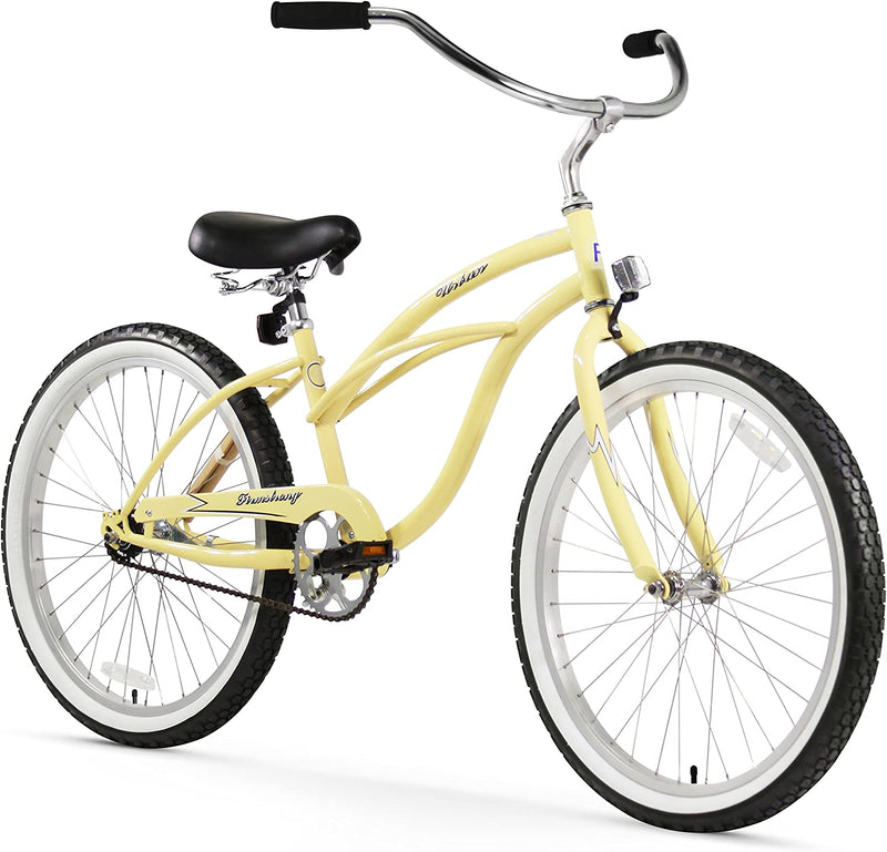 Firmstrong Urban Lady Beach Cruiser Bicycle (24-Inch, 26-Inch, and Ebike) Sporting Goods > Outdoor Recreation > Cycling > Bicycles Firmstrong Vanilla w / Black Seat 15.5 inch / Large 