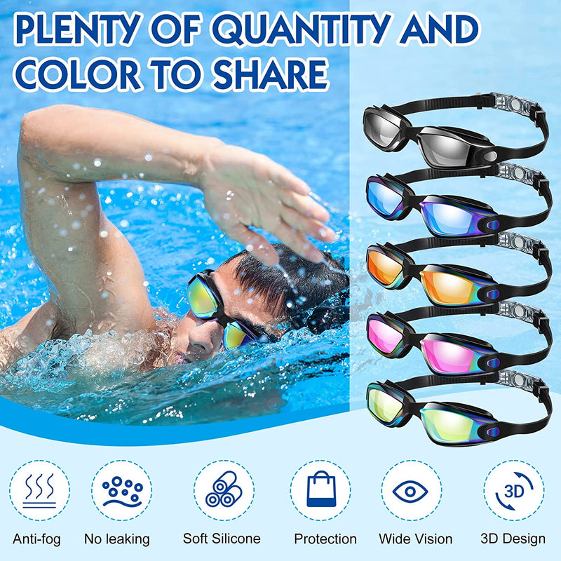 Flutesan 12 Pcs Swimming Goggles, Adult Kids Swim Goggles for Men Women Youth No Leaking UV Full Protection Crystal Clear Vision anti Fog Swim Goggles with Soft Silicone Adjustable