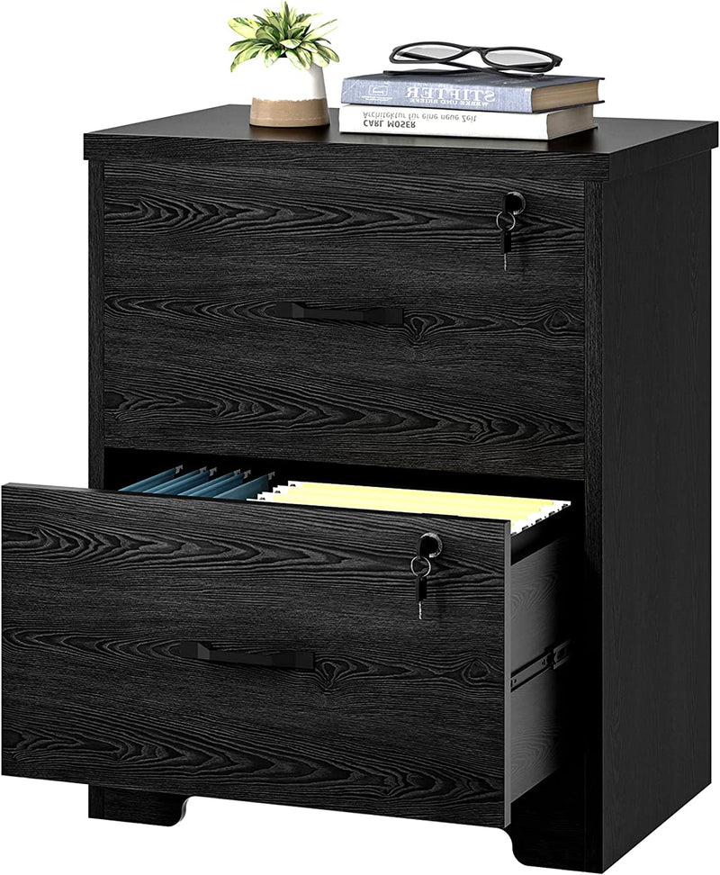 Osfvolr Lateral File Cabinet with Lock, 2 Drawer Office Storage File Cabinet Printer Stand, Wood File Cabinet for Legal/Letter A4 Size, Filing Cabinet for Home Office, Anti-Tilt, Black Home & Garden > Household Supplies > Storage & Organization Osfvolr   