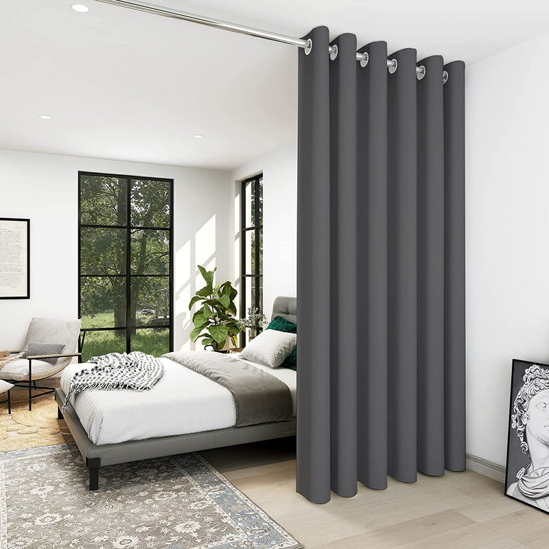 Deconovo Room Divider Curtains for Office (10Ft Wide X 8Ft Tall, 1 Panel, Khaki) Blackout Curtains for Sliding Door, Thermal Window Drapes, Grommet Curtain Panles for Bedroom, Living Room, Loft Home & Garden > Decor > Window Treatments > Curtains & Drapes Deconovo Dark Grey 8.3ft Wide x 7ft Tall 