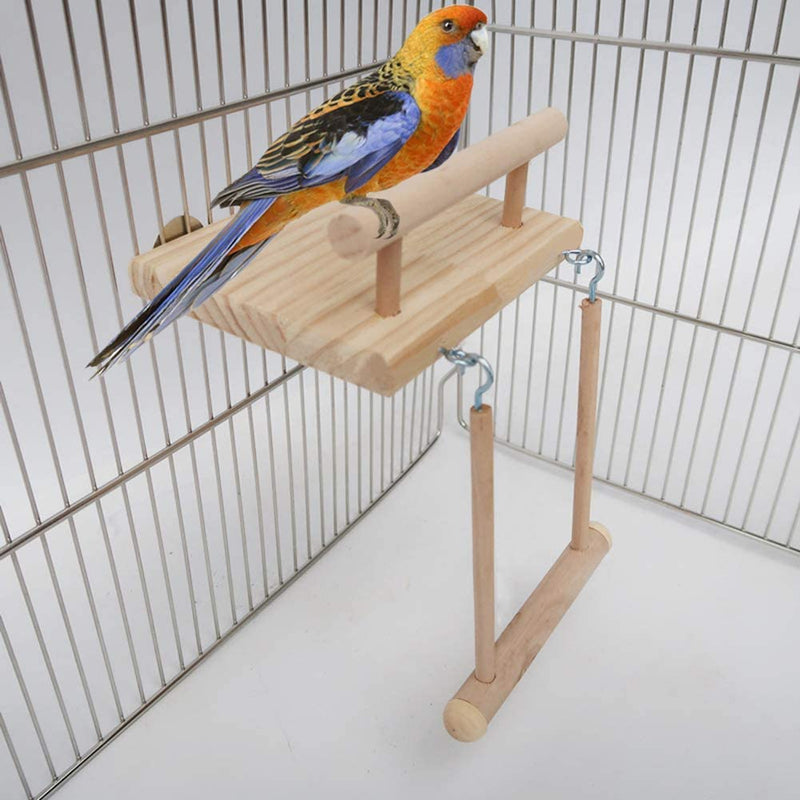 Bird Perches Cage Toys，Small Animals Nest Wooden Hanging Toy，Parrot Play Gym Stands with Acrylic Wood Swing,Rattan Ball,Ferris Wheel，Pet Training Playstand for Cockatiels/Conures/Hamster/Rat/Squirrel Animals & Pet Supplies > Pet Supplies > Bird Supplies QBLEEV   