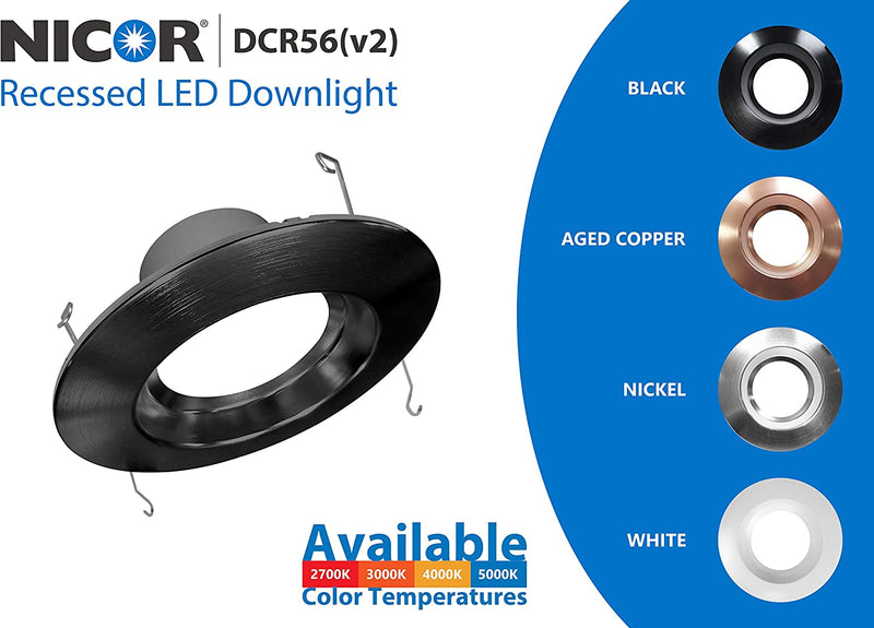 NICOR Lighting DCR562121202KBK Dcr56(V2) High-Output 1200 Lumen Recessed LED Downlight, 5/6, Black Home & Garden > Lighting > Flood & Spot Lights NICOR Lighting   