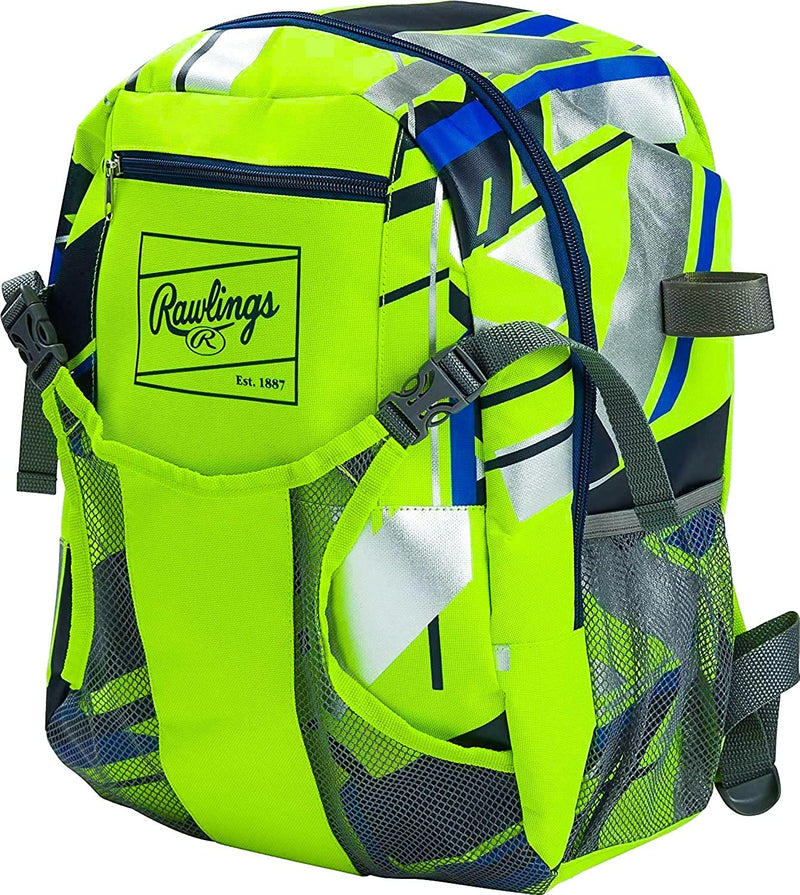 Rawlings | Remix Backpack Bag Series | T-Ball & Youth | Baseball & Softball | Multiple Colors Sporting Goods > Outdoor Recreation > Winter Sports & Activities Rawlings Neon Green|Silver|Navy  