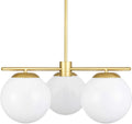 Linea Di Liara Satin Brass Modern 3 Light Globe Chandelier - Caserti Mid Century Clear Glass Ceiling Light for Kitchen, Dining Room and Hallways Home & Garden > Lighting > Lighting Fixtures > Chandeliers Linea di Liara Satin Brass 3 Light Pendant 