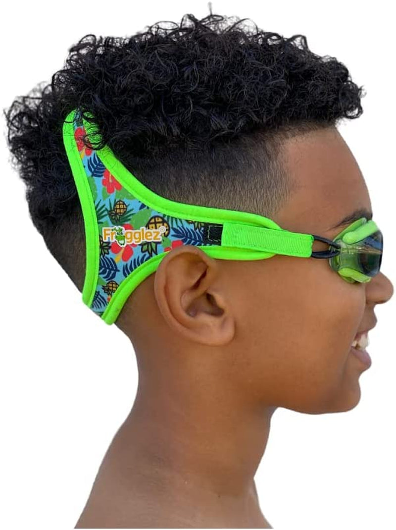 Frogglez Anti-Fog Swimming Goggles for Kids under 10 (Ages 3-10) Recommended by Olympic Swimmers; Premium Pain-Free Strap Sporting Goods > Outdoor Recreation > Boating & Water Sports > Swimming > Swim Goggles & Masks Frogglez Tropical Green  