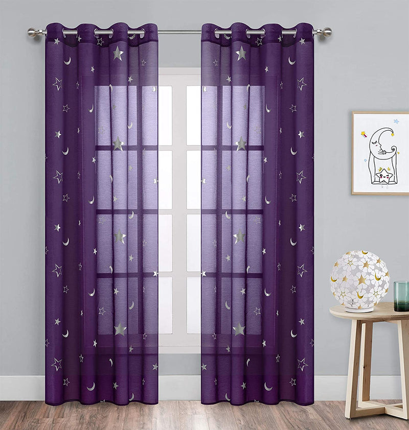 Girl Curtains for Bedroom Pink with Gold Stars Blackout Window Drapes for Nursery Heavy and Soft Energy Efficient Grommet Top 52 Inch Wide by 84 Inch Long Set of 2 Home & Garden > Decor > Window Treatments > Curtains & Drapes Gold Dandelion Silver Purple 52 in x 63 in 