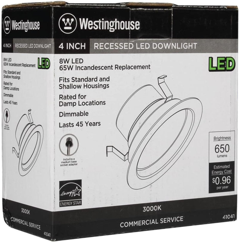 Westinghouse Lighting 4104100 65-Watt Equivalent 4-Inch Recessed LED Downlight Dimmable Warm Energy Star Light Bulb with Medium Base, White Trim Home & Garden > Lighting > Flood & Spot Lights Westinghouse Lighting   