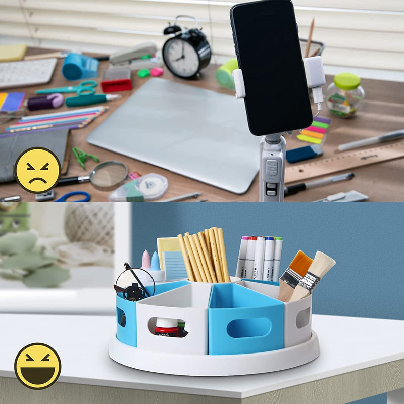 Mecids 360°Rotating Desk Organizers Homeschool Office Organization and Storage Art Supplies Organizers– 12" Lazy Susan Style Caddy with Removable Bins, for Home Offices, School Supplies Classroom Use Home & Garden > Household Supplies > Storage & Organization MeCids   