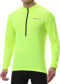 Spotti Men'S Cycling Bike Jersey Long Sleeve with 3 Rear Pockets - Moisture Wicking, Breathable, Quick Dry Biking Shirt Sporting Goods > Outdoor Recreation > Cycling > Cycling Apparel & Accessories Spotti Yellow XX-Large 