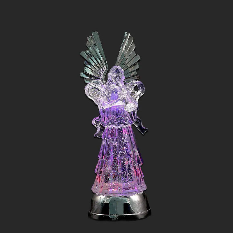 Wondise Angel Color Changing Night Light Snow Globe with Timer, 11 Inches Battery Operated Swirling Glitter LED Angel Lights for Christmas Home Decor(Angel Trumpet Figurine) Home & Garden > Lighting > Night Lights & Ambient Lighting Wondise 14” Angel Trumpet  