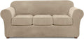 Sofa Covers for 3 Cushion Couch Velvet Sofa Cover for 3 Cushion Couch Slipcover Stretch 4 Piece Couch Cover for Sofa Slipcover Furniture Covers for Couches and Sofas Furniture Protector (Brown)