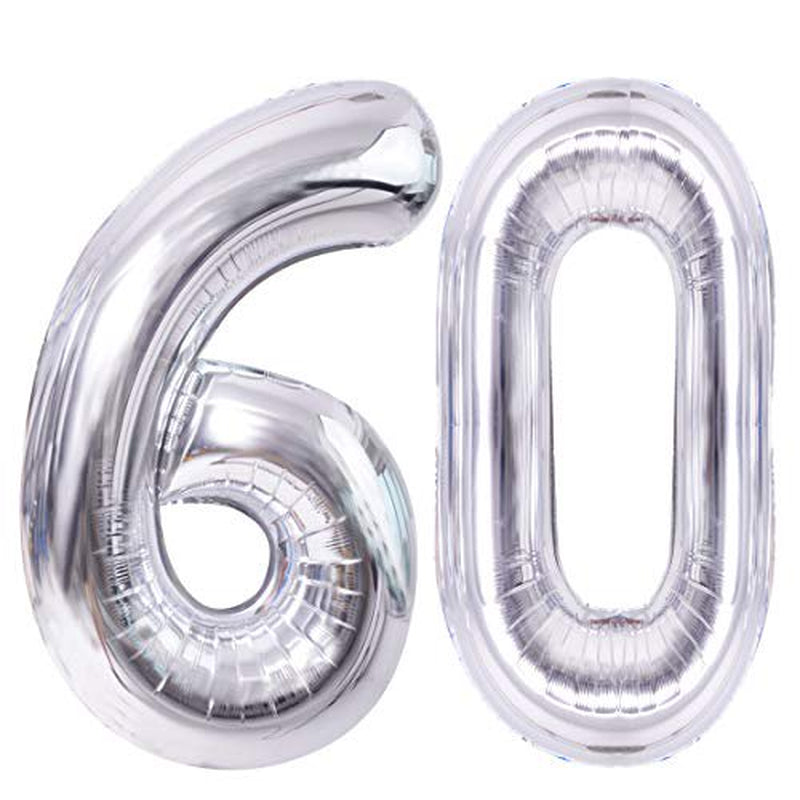 Silver 60 Number Balloons Giant Jumbo Number 60 Foil Mylar Balloons for Women Men 60Th Birthday Party Supplies 60 Anniversary Events Decorations Arts & Entertainment > Party & Celebration > Party Supplies COLORFUL ELVES   
