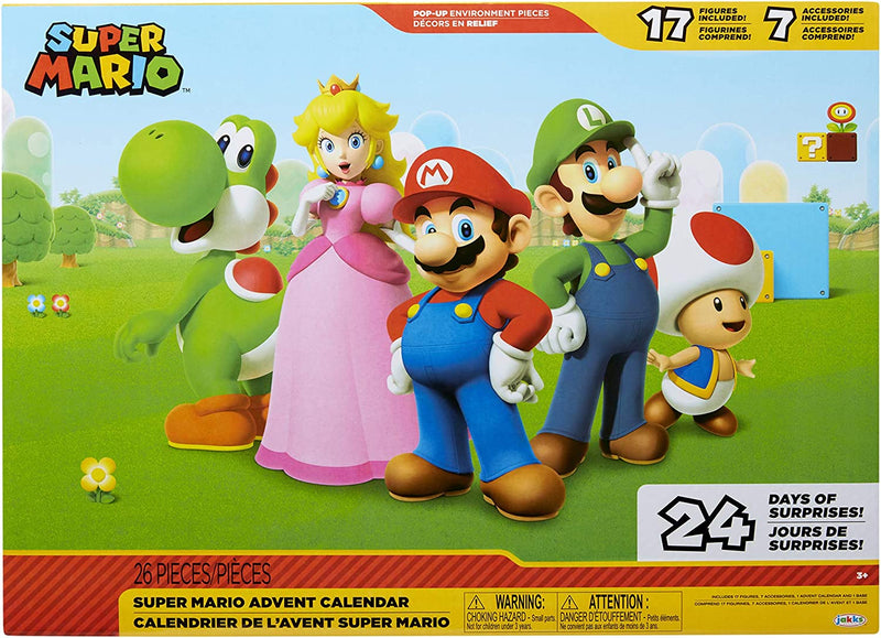 SUPER MARIO Nintendo Advent Calendar Christmas Holiday Calendar with 17 Articulated 2.5” Action Figures & 7 Accessories, 24 Day Surprise Countdown with Pop-Up Environment [ Exclusive] Sporting Goods > Outdoor Recreation > Winter Sports & Activities Jakks   