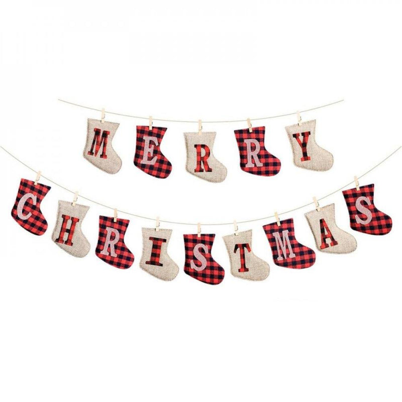 Christmas Sale! Merry Christmas Burlap Banner-Sock Shaped Christmas Decoration,Outdoor Indoor Hanging Decor,Rustic Christmas Decorations for Mantle Fireplace,Xmas Party Supplies Decoration Home Home & Garden > Decor > Seasonal & Holiday Decorations& Garden > Decor > Seasonal & Holiday Decorations CN Christmas Socks  