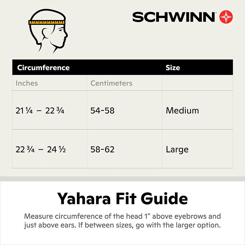 Schwinn Yahara ERT Youth/Adult Bike Helmet, Fits Head Circumferences 54-62 Cm, Find Your Sizing, Multiple Colors Sporting Goods > Outdoor Recreation > Cycling > Cycling Apparel & Accessories > Bicycle Helmets Schwinn   