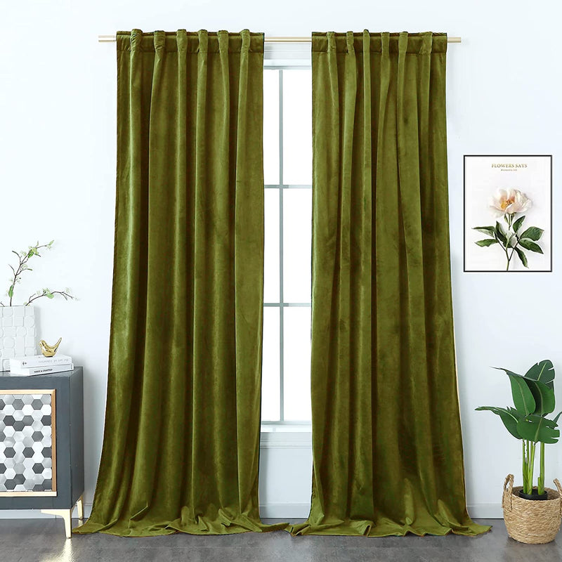 Timeper Mauve Velvet Curtains 84 Inches - Home Decoration Soft Flannel Wild Rose Luxury Dressing Look for Party / Film Room Thermal Insulated Noise Absorb, Rod Pocket Back Tab, 52 Wx 84 L, 2 Panels Home & Garden > Decor > Window Treatments > Curtains & Drapes Timeper Olive Green Back Tab W52 x L96