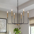 ZCHAOZ Modern Farmhouse Chandelier for Dining Room, 6 Lights Chandelier Light Fixture Adjustable Height, Black and Gold Hanging Candle Pendant Lighting for Kitchen Island Living Room Bedroom Foyer Home & Garden > Lighting > Lighting Fixtures > Chandeliers ZCHAOZ 6 Light-Black Gold  