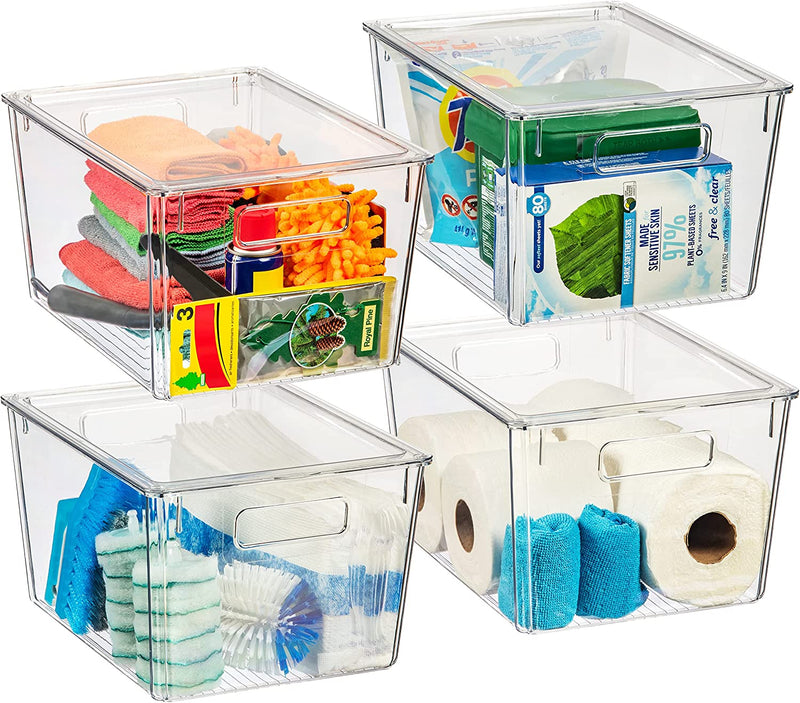 CLEARSPACE Plastic Storage Bins with Lids X-Large – Perfect Kitchen Organization or Pantry Storage – Fridge Organizer, Pantry Organization and Storage Bins, Cabinet Organizers Home & Garden > Household Supplies > Storage & Organization CLEARSPACE 4 Pack  