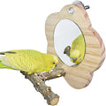 BIGCAKE Bird Mirror with Perch, Natural Parrot Stand Wooden Stick Toys for Small Parrot Canaries Parakeet Cockatiel Lovebird Conure Lorikeet Budgie Cockatoo Finch (Green) Animals & Pet Supplies > Pet Supplies > Bird Supplies > Bird Toys BIGCAKE log  