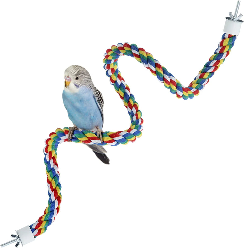 Bird Rope Perch for Parrots, Cockatiels, Parakeets, Budgie Cages Comfy Birds Colorful Rope Perches Toy (31.5Inch Plastic Nut) Animals & Pet Supplies > Pet Supplies > Bird Supplies > Bird Toys Mygeromon 31.5inch metal nut  