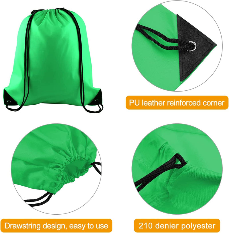 KUUQA 25Pcs Green Drawstring Backpack Bulk Drawstring Bags String Backpack Cinch Gym Backpack for Gym Sport Traveling Home & Garden > Household Supplies > Storage & Organization KUUQA   