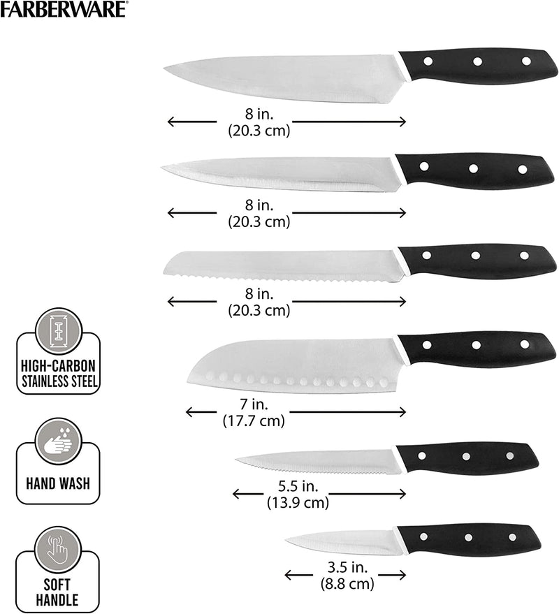 Farberware Triple Riveted Soft Grip Knife Set with Blade Covers and Gadgets, 23 Piece, Black Home & Garden > Kitchen & Dining > Kitchen Tools & Utensils > Kitchen Knives Lifetime Brands Inc.   