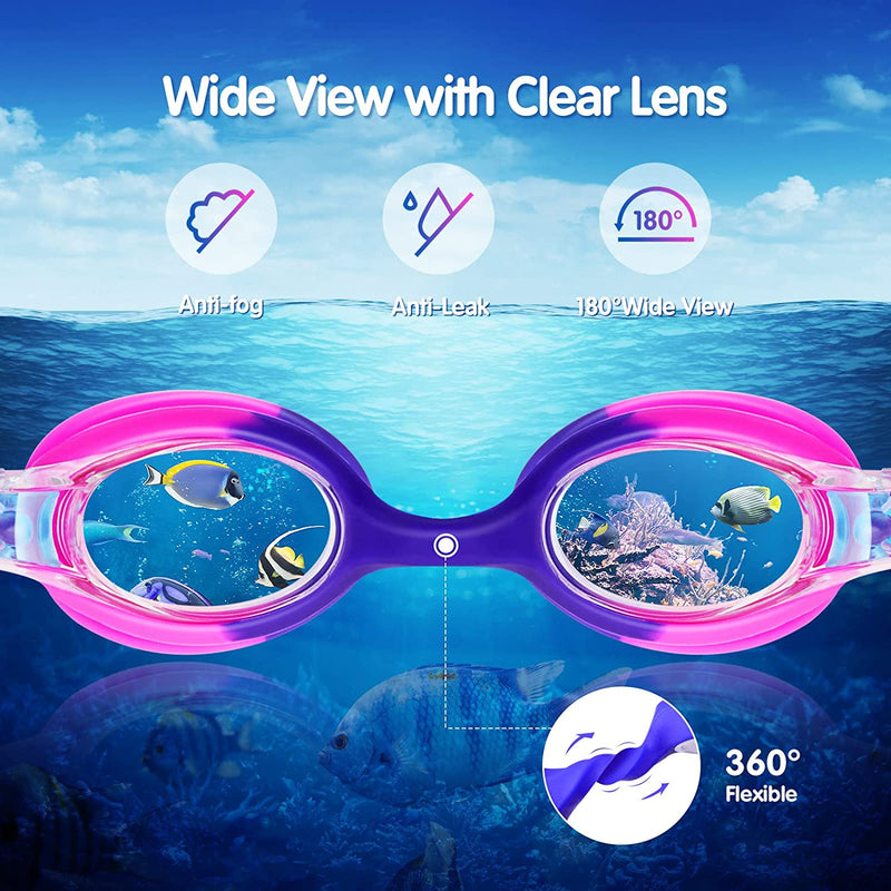 Kids Swim Goggles, 2 Pack Swimming Goggles No Leaking anti Fog Kids Goggles for Boys Girls(Age 6-14) Sporting Goods > Outdoor Recreation > Boating & Water Sports > Swimming > Swim Goggles & Masks Starweh   