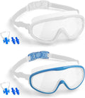 Elimoons Kids Goggles for Swimming Age 3-15,Kids Swim Goggles with Nose Cover No Leaking Anti-Fog Waterproof(2Pack) Sporting Goods > Outdoor Recreation > Boating & Water Sports > Swimming > Swim Goggles & Masks Elimoons White-white+blue  
