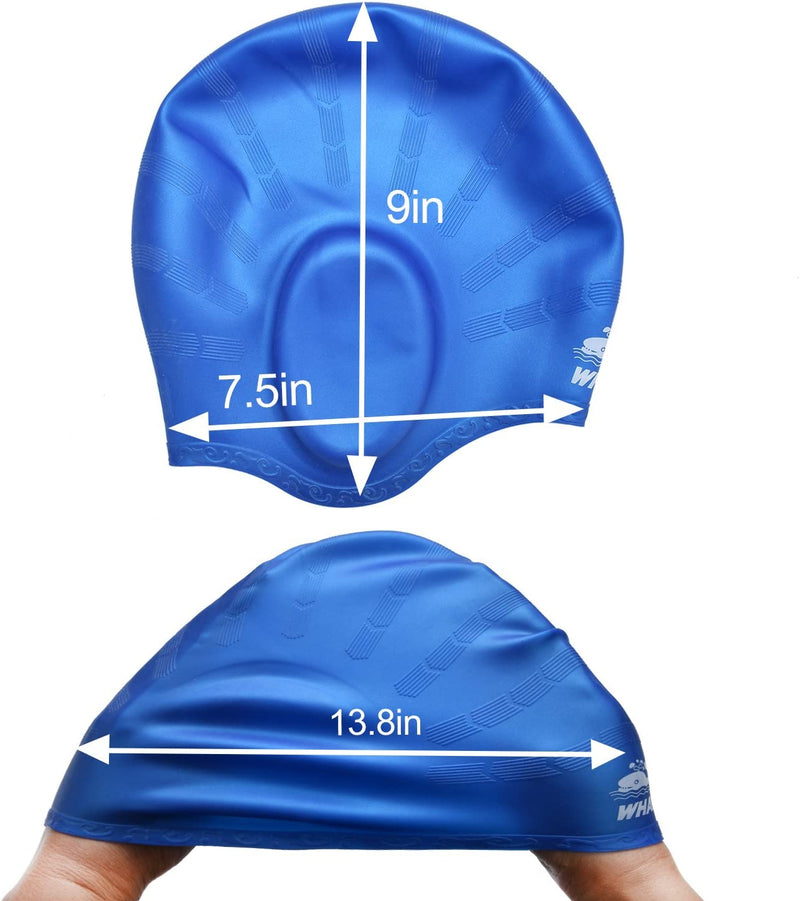 Cover Ears Swim Caps for Long Hair 100% Silicone Swimming Hat for Unisex Adult Kids Reduce Water Intake Makes Your Hair Clean Sporting Goods > Outdoor Recreation > Boating & Water Sports > Swimming > Swim Caps whale   