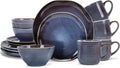 Elanze Designs Reactive Glaze Ceramic Stoneware Dinnerware 16 Piece Set - Service for 4, Mocha Grey Ombre Home & Garden > Kitchen & Dining > Tableware > Dinnerware Elanze Designs Purple Ombre Blue  