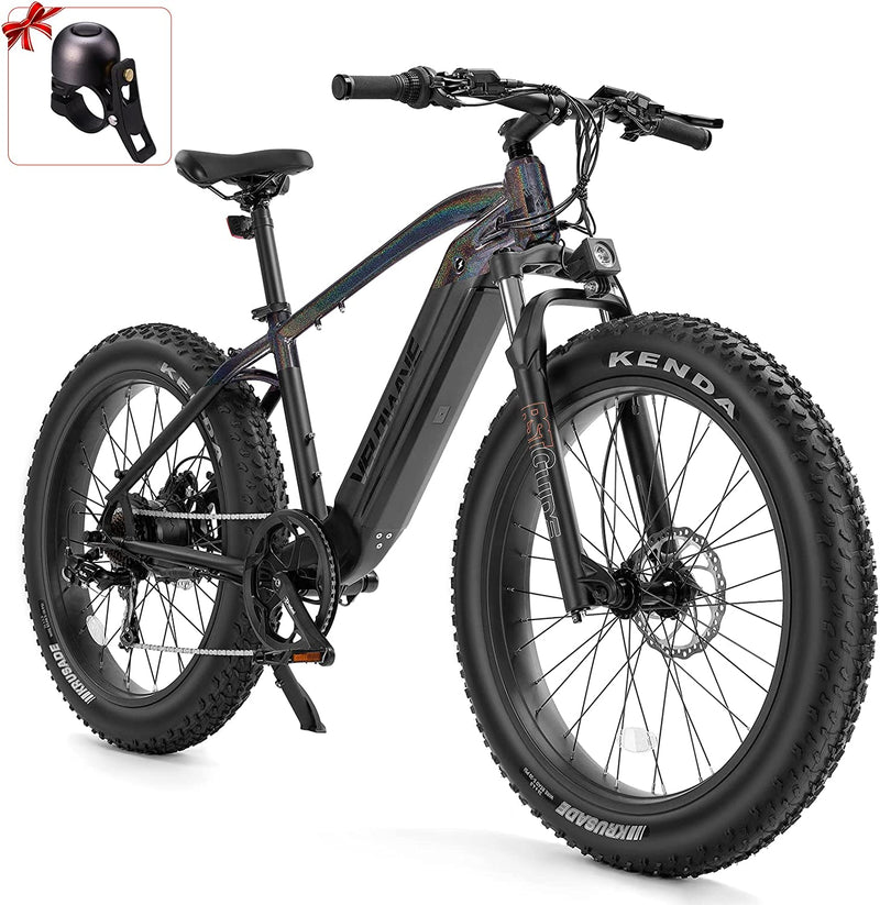 VELOWAVE Electric Bike Adults 750W BAFANG Motor 48V 15Ah Removable LG Cells Battery 26'' Fat Tire Ebike 28MPH Snow Beach Mountain E Bike Shimano 7-Speed Sporting Goods > Outdoor Recreation > Cycling > Bicycles JINHUA LANBO TECHNOLOGY CO., LTD. Black  