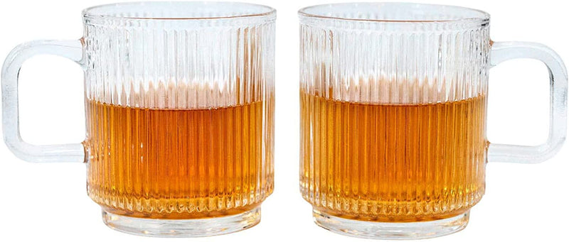 Greenline Goods Ripple Drinking Glasses - 12 Oz Modern Kitchen Glassware Set . Unique Vintage Cups for Weddings, Cocktails or Modern Bar - Set of 4