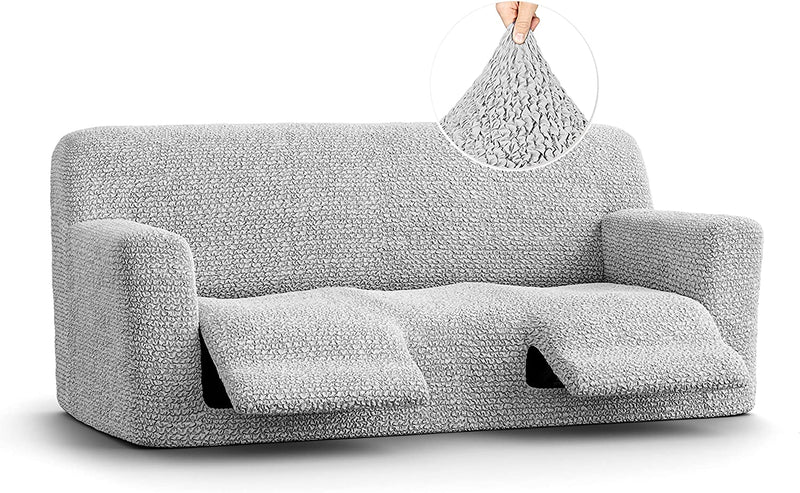 Recliner Sofa Cover - Reclining Couch Slipcover - Soft Polyester Fabric Slipcover - 1-Piece Form Fit Stretch Furniture Protector - Microfibra Collection - Silver Grey (Couch Cover) Home & Garden > Decor > Chair & Sofa Cushions PAULATO BY GA.I.CO. Light Grey Reclining Sofa 