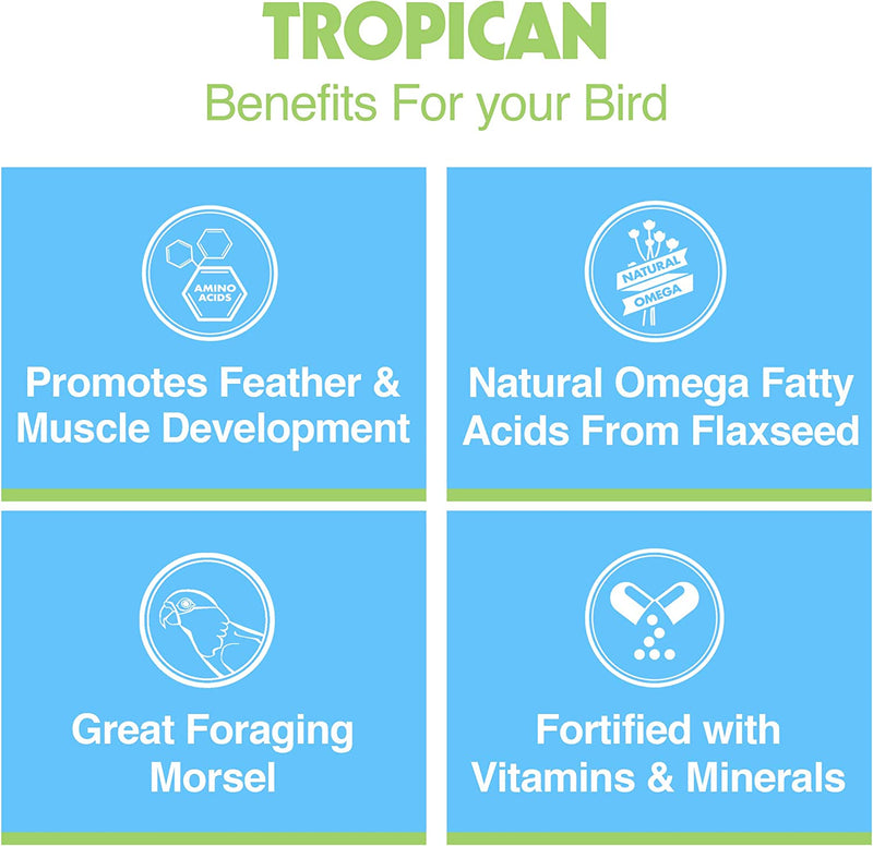 Hari Tropican Bird Food, Hagen Parrot Food Sticks with Vitamins & Minerals for Birds Needing Extra Nutrition, High Performance Formula, 3.3 Lb Bag
