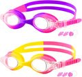COOLOO Kids Goggles for Swimming for Age 3-15, 2 Pack Kids Swim Goggles with Nose Cover, No Leaking, Anti-Fog, Waterproof Sporting Goods > Outdoor Recreation > Boating & Water Sports > Swimming > Swim Goggles & Masks COOLOO B-yellow & Purple  