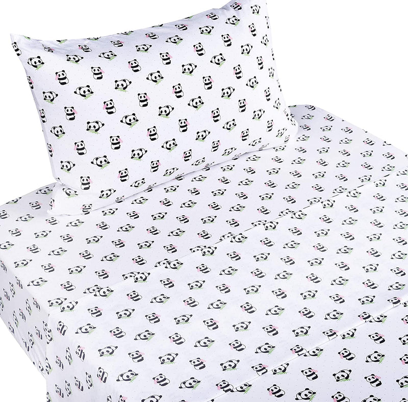 Scientific Sleep Panda Cute Fun 100% Cotton Cozy Twin Bed Sheet Set, Flat Sheet & Fitted Sheet & Pillowcase Natural Bedding Set (13, Twin) Home & Garden > Linens & Bedding > Bedding Scientific Sleep   
