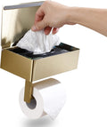 Day Moon Designs Toilet Paper Holder with Shelf - Flushable Wipes Dispenser & Storage Fits Any Bathroom, Keep Your Wet Wipes Hidden - Stainless Steel Wall Mount Bathroom Organizer - Matte Black, Large Home & Garden > Household Supplies > Storage & Organization Day Moon Designs Gold Large 