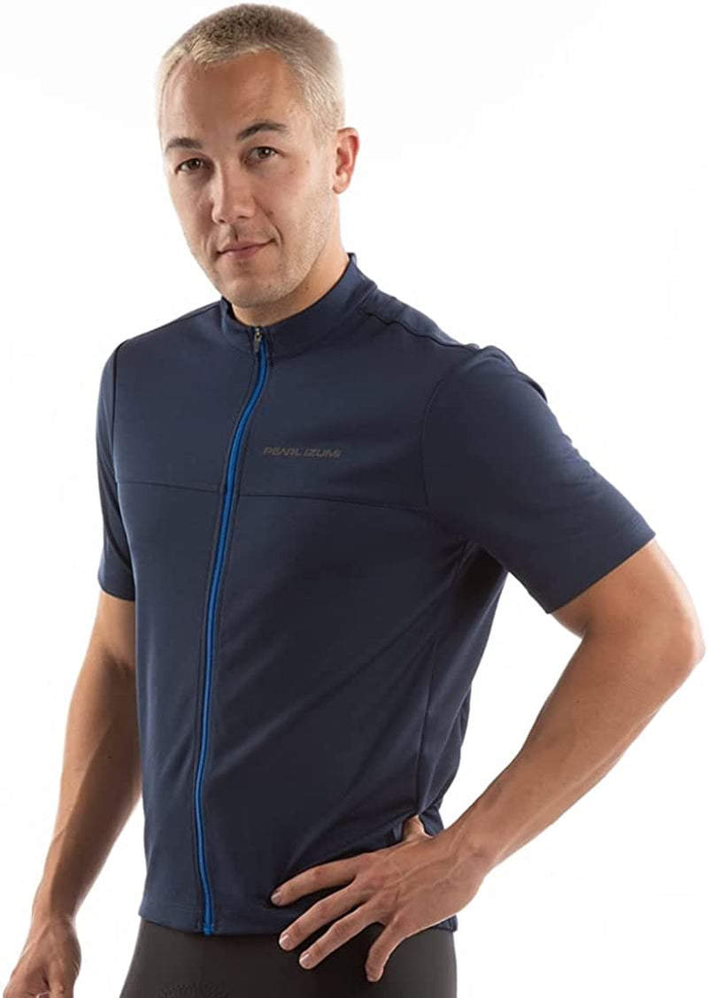 PEARL IZUMI Men'S Short Sleeve Cycling Quest Jersey, Full Length Zipper with Reflective Fabric Sporting Goods > Outdoor Recreation > Cycling > Cycling Apparel & Accessories PEARL IZUMI Navy/Lapis Small 