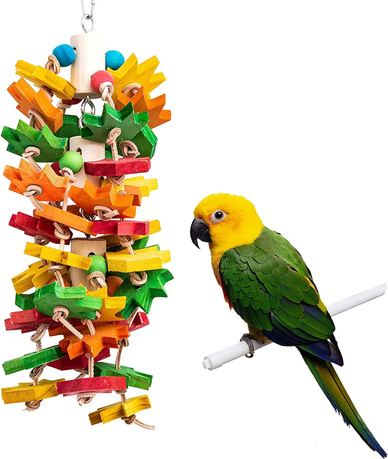 MQ Bird Parrot Toys with Nature Wood Bird Chewing Toys for Medium and Large Birds, Best Toys for African Grey, Parakeets, Parrots, Finch, Budgie, Cockatiels, Conures and Love Birds Animals & Pet Supplies > Pet Supplies > Bird Supplies > Bird Toys MQ multi-colored  