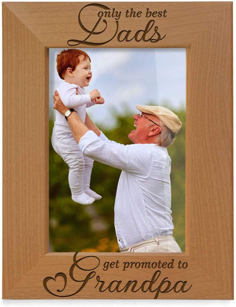 KATE POSH Only the Best Dads Get Promoted to Grandpa Natural Wood Engraved Picture Frame. Best Grandpa Ever, Father'S Day, Papa Gifts for Birthday, New Grandpa Gifts from Baby 4X6 Horizontal Home & Garden > Decor > Picture Frames KATE POSH 4x6-Vertical  