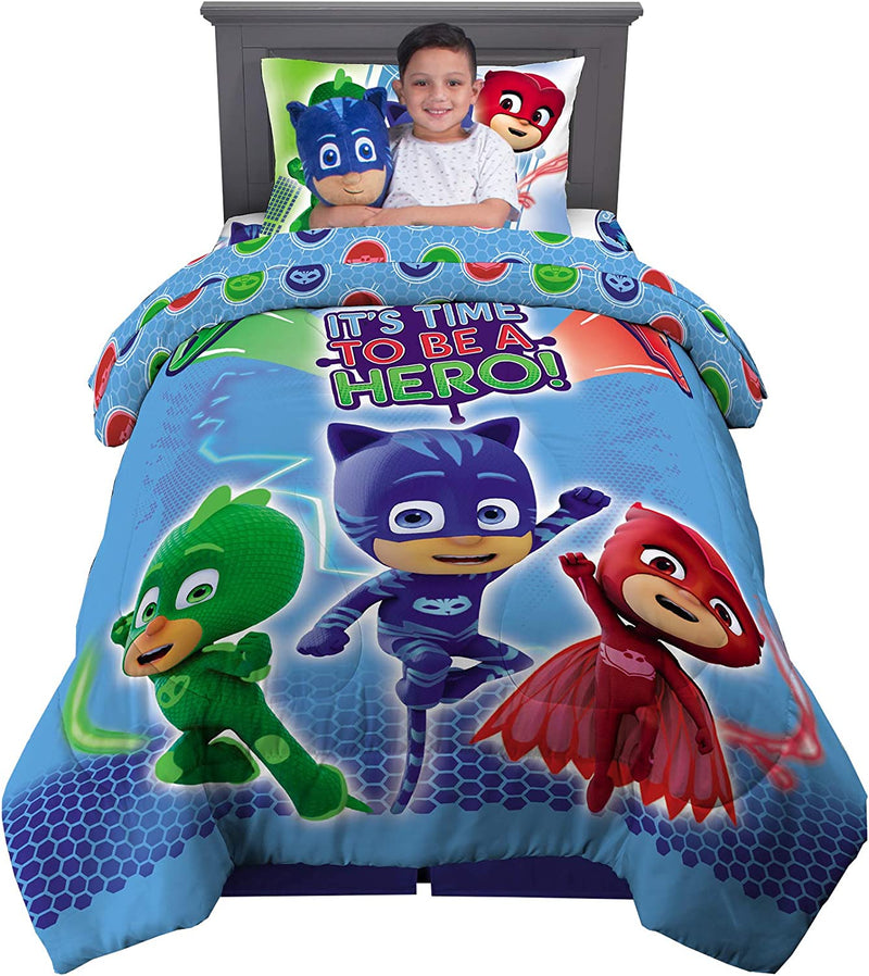 Franco Kids Bedding Comforter with Sheets and Cuddle Pillow Bedroom Set, (5 Piece) Twin Size, PJ Masks Home & Garden > Linens & Bedding > Bedding Franco Pj Masks (5 Piece) Twin Size 