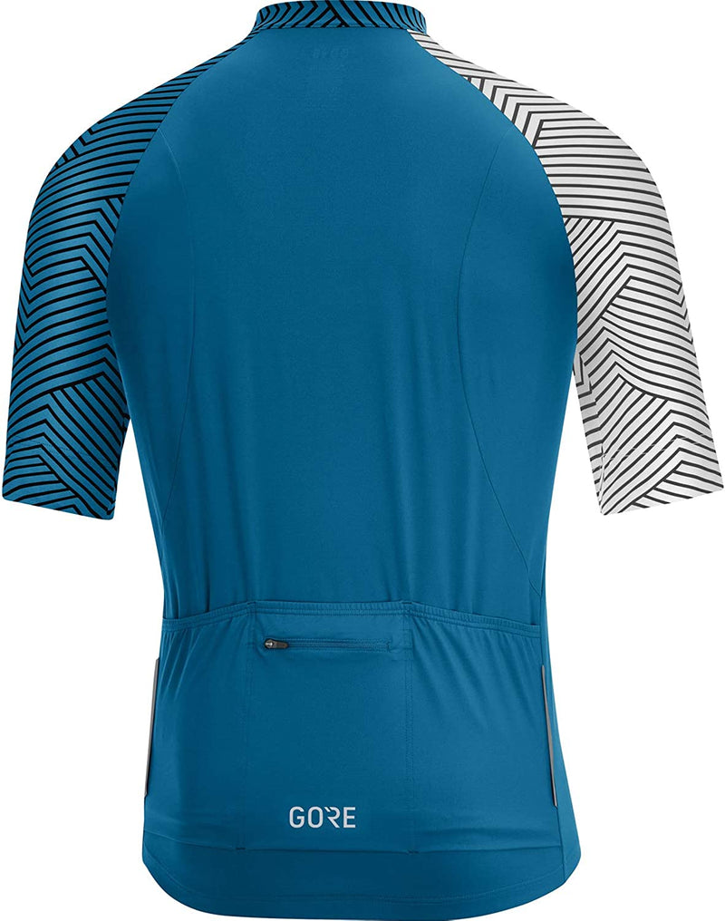 GORE WEAR Men'S Short Sleeve Cycling Jersey, C5, Sphere Blue/White Sporting Goods > Outdoor Recreation > Cycling > Cycling Apparel & Accessories Gore Bike Wear   