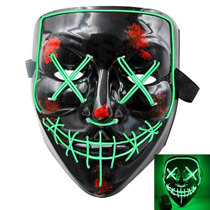Halloween Mask Led Light up Scary Mask for Festival Cosplay Halloween Masquerade Costume Parties Black Apparel & Accessories > Costumes & Accessories > Masks KAWELL Green  