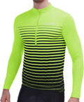 Spotti Men'S Cycling Bike Jersey Long Sleeve with 3 Rear Pockets - Moisture Wicking, Breathable, Quick Dry Biking Shirt Sporting Goods > Outdoor Recreation > Cycling > Cycling Apparel & Accessories Spotti Yellow Stripe X-Large 