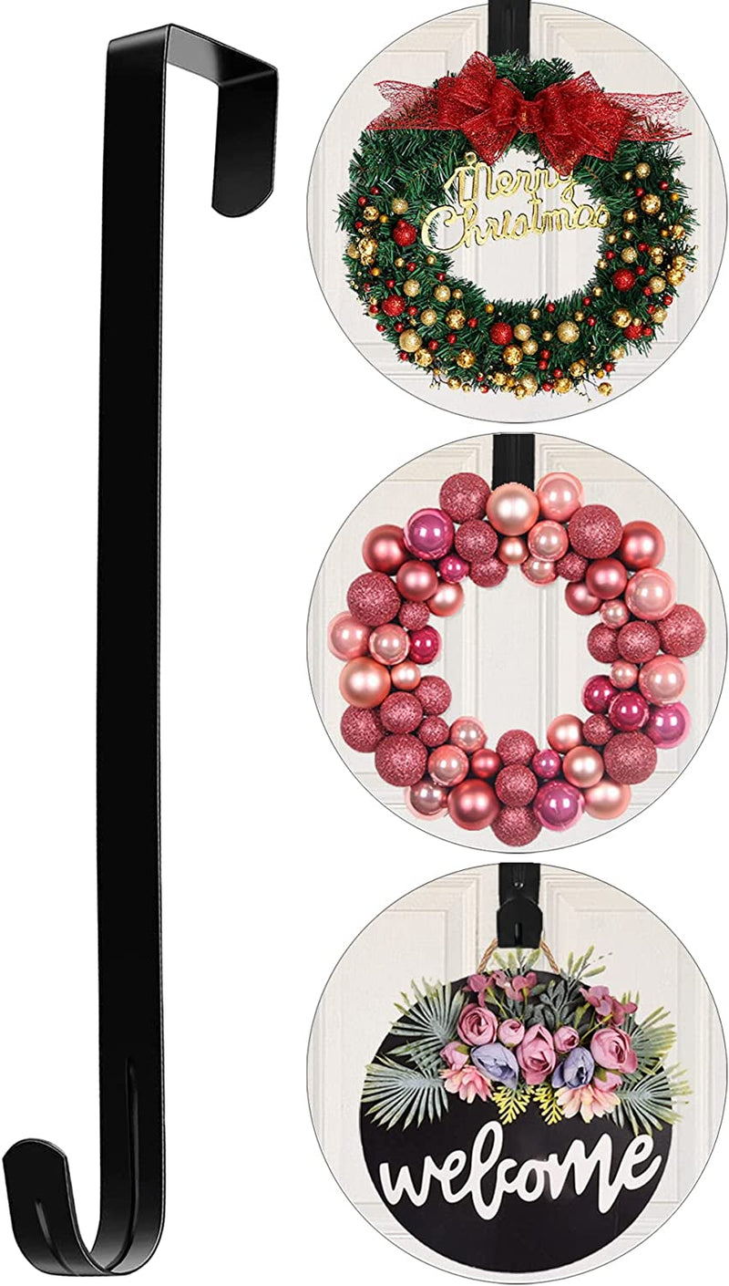 15" Wreath Hanger for Front Door - Halloween Christmas Easter Decoration Metal over the Door Single Hook Ornament Wreath Door Hanger (Black) Home & Garden > Decor > Seasonal & Holiday Decorations Komotu 12"- 1 Pack  