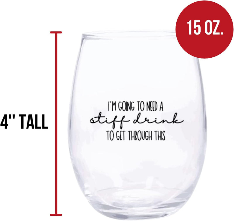 Cool TV Props - Wine Glass - 15Oz Stemless Drinking Glass - TV Show Merchandise (I’M Going to Need a Stiff Drink) Home & Garden > Kitchen & Dining > Barware Cool TV Props   