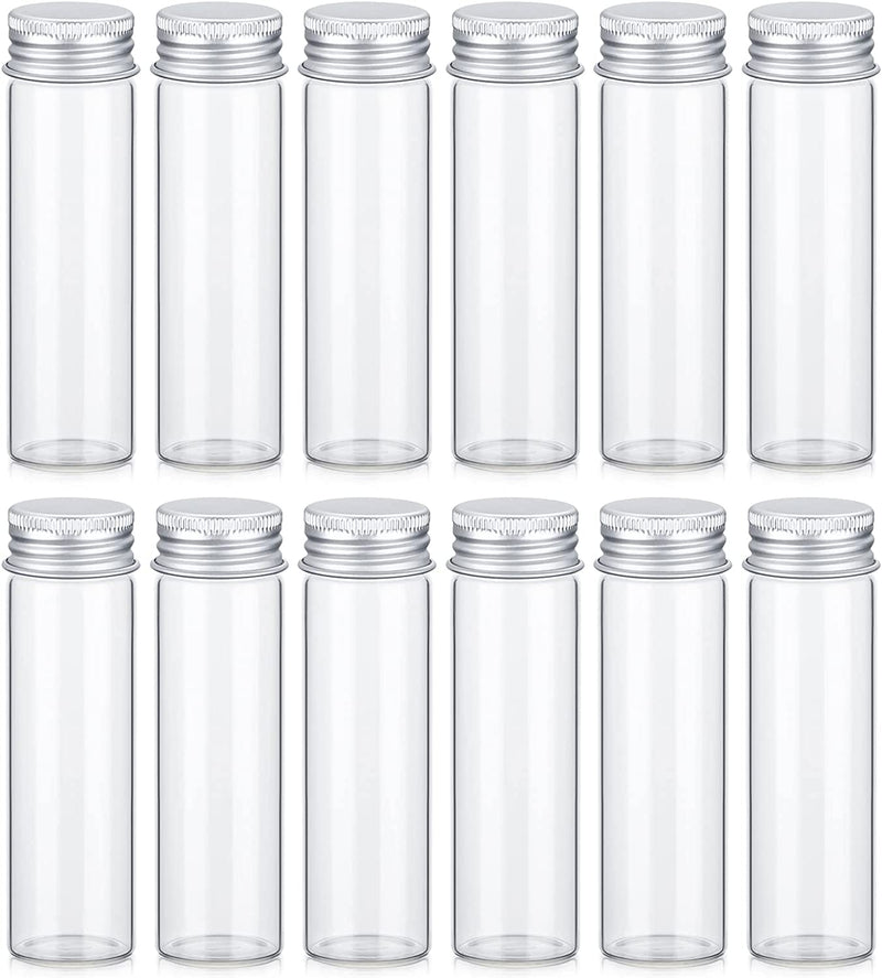 TOBWOLF 12PCS 50Ml / 1.7Oz Glass Spice Jars, Transparent Spice Containers with Aluminum Lids, Seasoning Storage Bottle Spice Bottles, Glass Seasoning Jars for Home Kitchen, Outdoor Camping, Gardening Home & Garden > Decor > Decorative Jars TOBWOLF Spice Jars With Aluminum Lids (12pcs)  